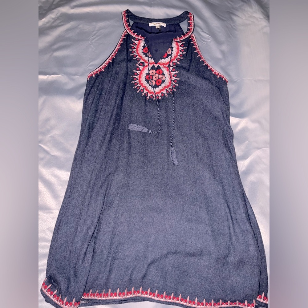 Embroidered Shift Dress